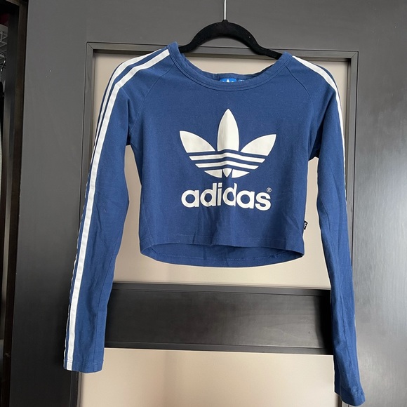Adidas Long sleeve Crop Top Blue - Picture 3 of 4